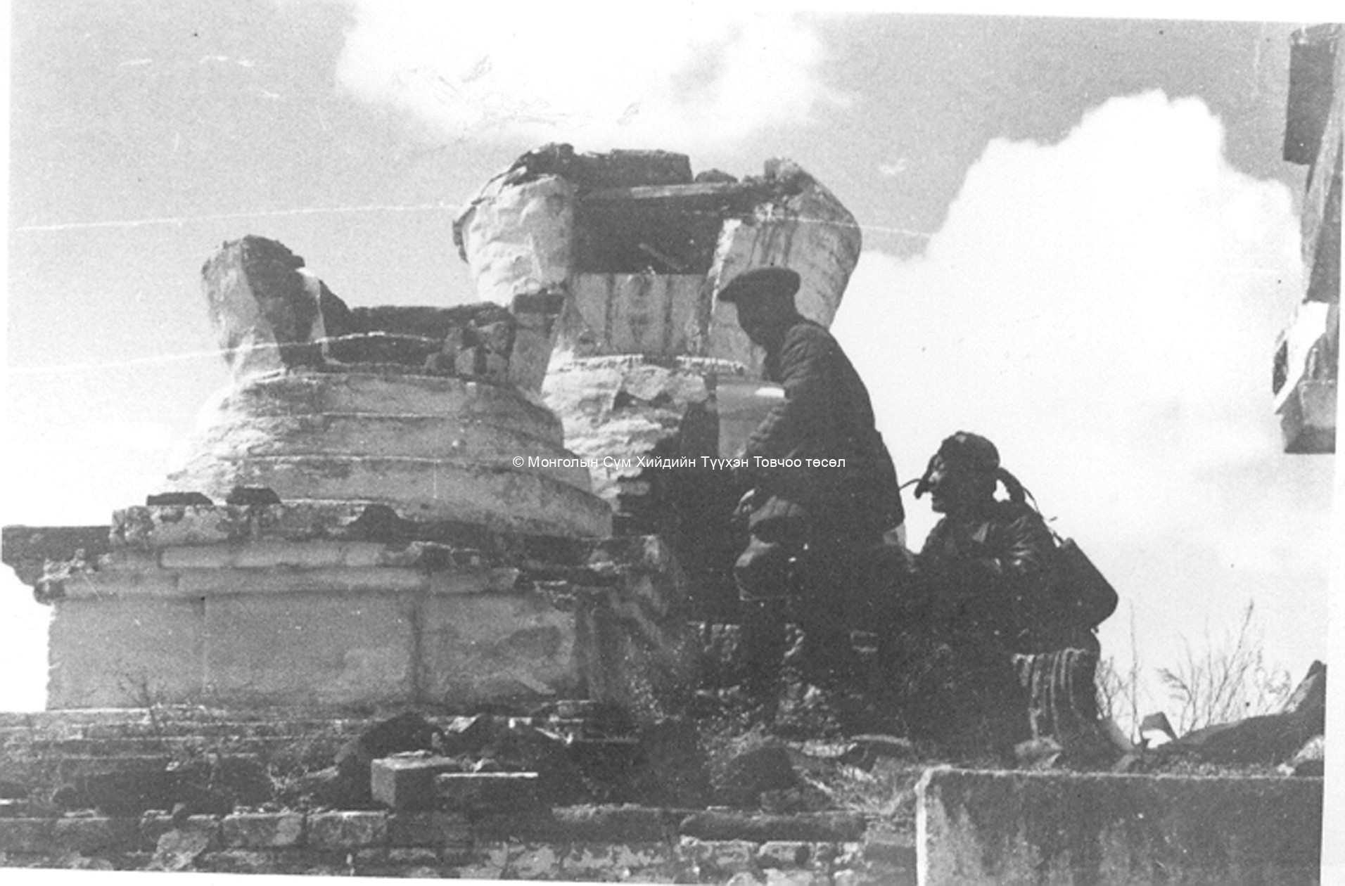 Two of the 108 stupas in 1946. Film Archives K-24116
